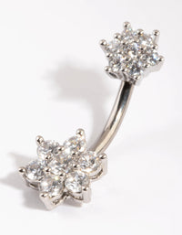 Titanium Diamante Flower Belly Bar - link has visual effect only