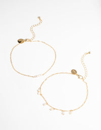 Gold Plated Anklet Set with Freshwater Pearls - link has visual effect only