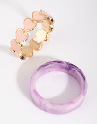 Pink Heart Plastic Ring Set - link has visual effect only