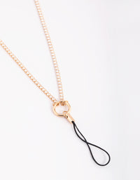 Gold Cubic Zirconia Phone Chain - link has visual effect only