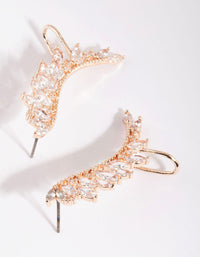 Rose Gold Cubic Zirconia Marquise Crawler Earrings - link has visual effect only