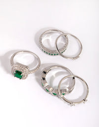 Emerald Cubic Zirconia Statement Ring 5-Pack - link has visual effect only