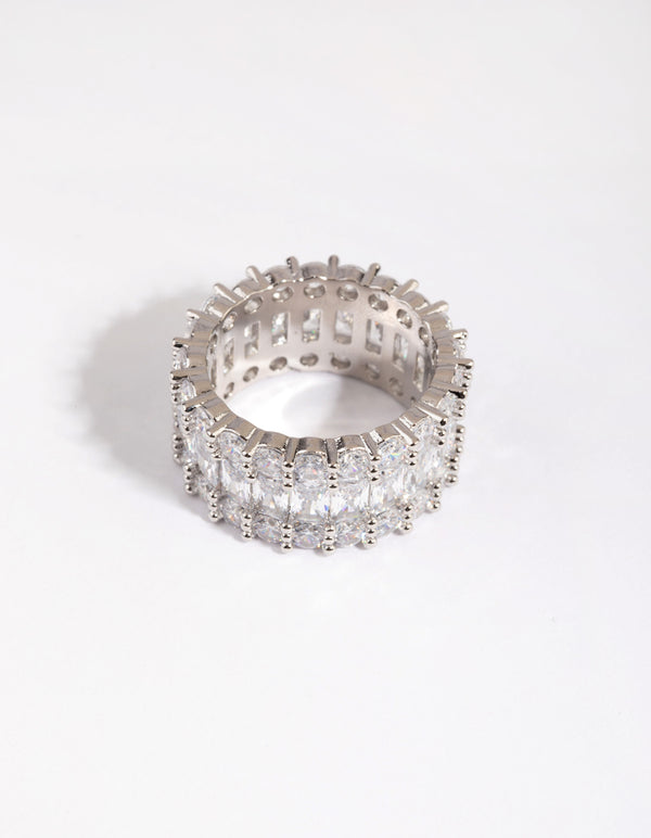 Rhodium Baguette Cubic Zirconia Ring