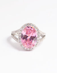 Silver Pink Cubic Zirconia Ring - link has visual effect only