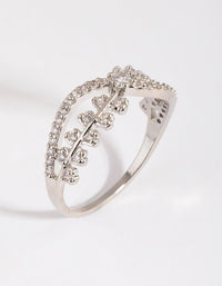 Silver Cubic Zirconia Cross Over Ring - link has visual effect only