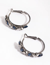 Gunmetal Diamante Cluster Hoop Earrings - link has visual effect only