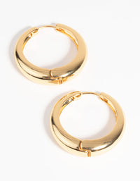 Gold Plated Medium Huggie Hoop Earrings - link has visual effect only