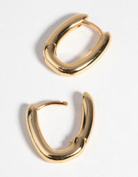 Gold Plated Oval Huggie Hoop Earrings - link has visual effect only