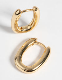 Gold Plated Oval Huggie Hoop Earrings - link has visual effect only