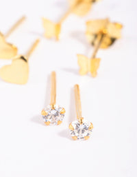 Gold Plated Sterling Silver Heart & Butterfly Stud Earring Pack - link has visual effect only