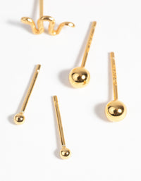 Gold Plated Sterling Silver Snake Stud Earring Pack - link has visual effect only