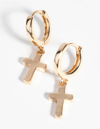 Gold Cross Huggie Hoop Earrings - link has visual effect only