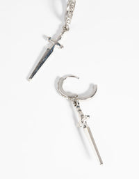 Silver Dagger Huggie Hoop Earrings - link has visual effect only