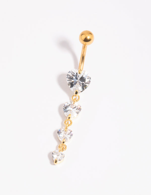 Gold Plated Surgical Steel Heart Belly Bar