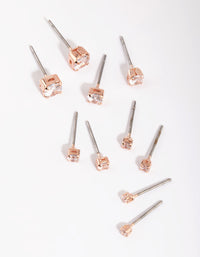 Rose Gold Diamante Stud Earring Pack - link has visual effect only