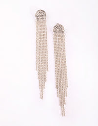 Silver Waterfall Diamante Drop Earrings - link has visual effect only