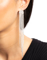 Silver Waterfall Diamante Drop Earrings - link has visual effect only