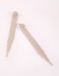 Silver Waterfall Diamante Drop Earrings - link has visual effect only