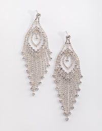 Silver Diamante Tassel Statement Earrings - link has visual effect only