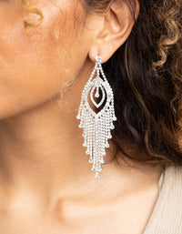 Silver Diamante Tassel Statement Earrings - link has visual effect only