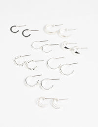 Silver Textured Hoop Earring 8-Pack - link has visual effect only