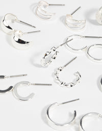 Silver Textured Hoop Earring 8-Pack - link has visual effect only