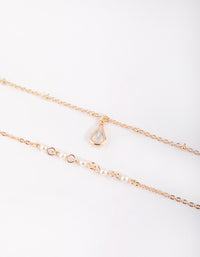 Gold Pearl & Teardrop Diamante Bracelet Set - link has visual effect only