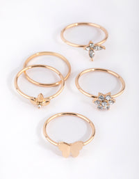 Gold Butterfly Garden Ring 5-Pack - link has visual effect only