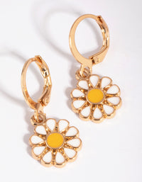 Gold Daisy Huggie Hoop Earrings - link has visual effect only