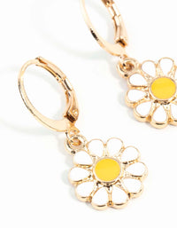 Gold Daisy Huggie Hoop Earrings - link has visual effect only