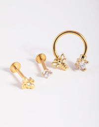 Gold Plated Surgical Steel Bee Stud Earring Pack - link has visual effect only