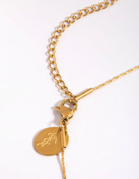 Waterproof Gold Plated Stainless Steel Diamante Necklace - link has visual effect only