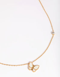 Waterproof Gold Plated Stainless Steel Butterfly Pendant Necklace - link has visual effect only