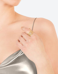 Gold Plated Molten Diamante Ring 6-Pack - link has visual effect only