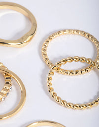 Gold Plated Molten Diamante Ring 6-Pack - link has visual effect only