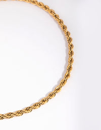 Waterproof Gold Plated Stainless Steel Twisted Chain Anklet - link has visual effect only