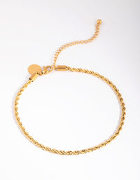 Waterproof Waterproof Gold Plated Stainless Steel Twisted Chain Anklet - link has visual effect only