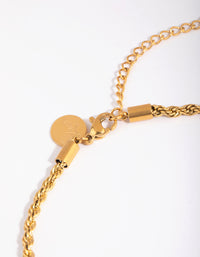 Waterproof Gold Plated Stainless Steel Twisted Chain Anklet - link has visual effect only