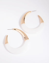 White Swirl Acrylic Hoop Earrings - link has visual effect only