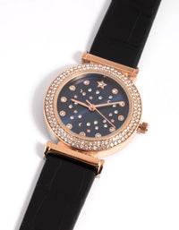 Rose Gold Diamante Mesh Strap Watch - link has visual effect only