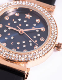 Rose Gold Diamante Mesh Strap Watch - link has visual effect only