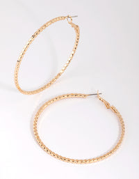 Gold Textured Hoop Earrings - link has visual effect only