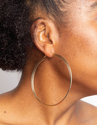 Gold Diamond Cut Twisted Hoop Earrings - link has visual effect only