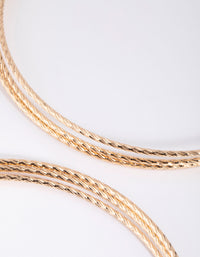 Gold Diamond Cut Twisted Hoop Earrings - link has visual effect only