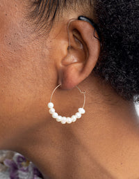 Gold Hoop Earrings with Freshwater Pearls - link has visual effect only