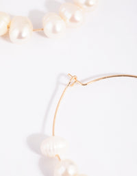 Gold Hoop Earrings with Freshwater Pearls - link has visual effect only