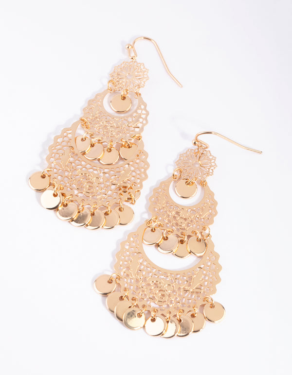 Gold Stamp Drop Earrings