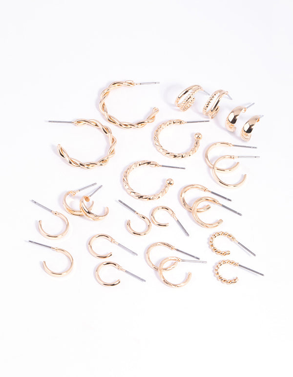 Gold Twisted Hoop Earring 12-Pack