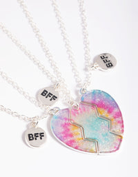 Kids Tie Dye Heart Best Friend Necklace Pack - link has visual effect only