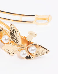 Gold Leaf & Pearl Barette Clip - link has visual effect only